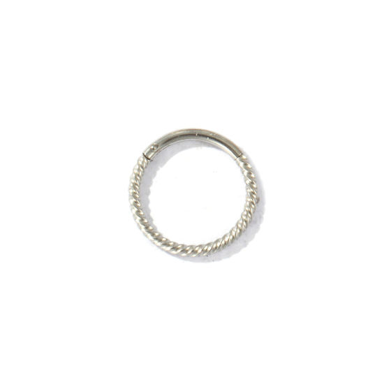 Immagine di 2 Pz Ecologico 316 Acciaio inossidabile Gioielli per Piercing Chiusura Ad Anello Con Click Segmentato Snodato All'Ingrosso Tondo Spirale Tono Argento 12.5mm Dia