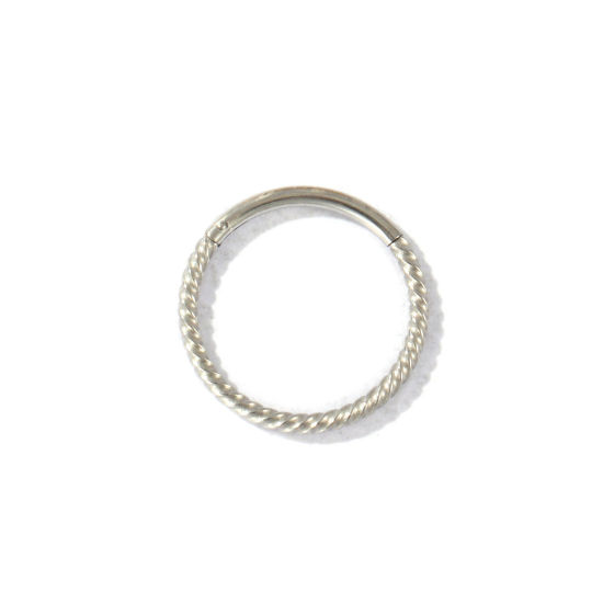 Immagine di 2 Pz Ecologico 316 Acciaio inossidabile Gioielli per Piercing Chiusura Ad Anello Con Click Segmentato Snodato All'Ingrosso Tondo Spirale Tono Argento 14.5mm Dia