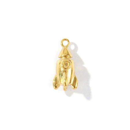 Immagine di 2 Pz PVD Ecologica Impermeabile Anti-Ossidante Ipoallergenico 304 Acciaio Inossidabile Galassia Ciondoli All'Ingrosso 18K Vero Oro Placcato Razzo 3D 17mm x 8.5mm