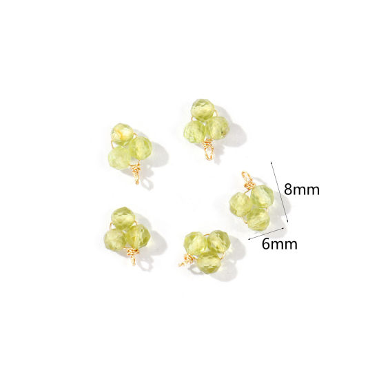 Picture of 5 PCs Eco-friendly PVD 304 Stainless Steel & Gemstone Handmade Wire Wrapped Charms Wholesale 18K Gold Plated Light Green Mini 8mm x 6mm