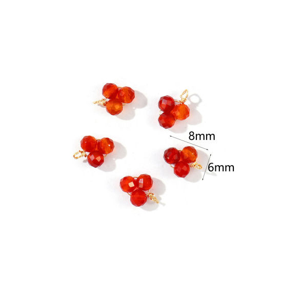 Picture of 5 PCs Eco-friendly PVD 304 Stainless Steel & Gemstone Handmade Wire Wrapped Charms Wholesale 18K Gold Plated Brown Mini 8mm x 6mm