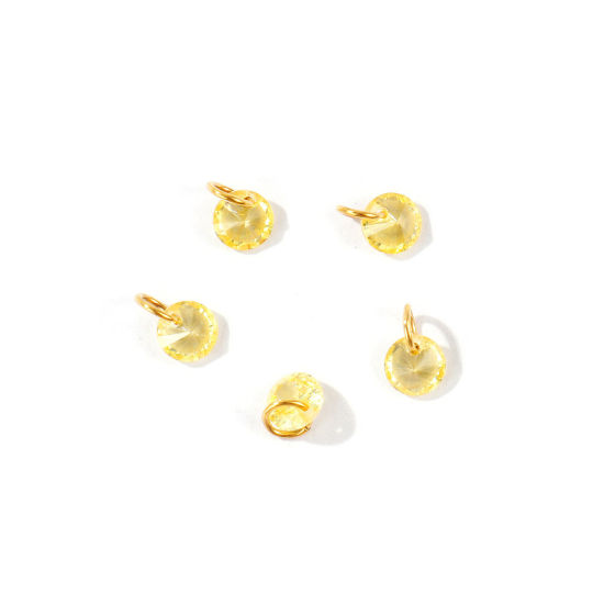5 個 エコフレンドリー PVD 304ステンレス鋼 チャーム 卸売り 18Kゴールドメッキ ミニ 黄色 ジルコン 6mm x 4mm、 の画像