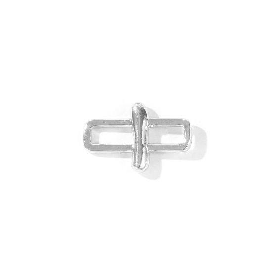 2 個 真鍮 キャピタルレター コネクター ペンダント チャーム 卸売り プラチナメッキ 長方形 文字「 I」 19mm x 12mm、 の画像
