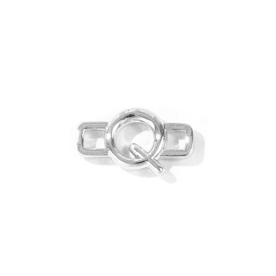 2 個 真鍮 キャピタルレター コネクター ペンダント チャーム 卸売り プラチナメッキ 長方形 文字「 Q」 19mm x 11mm、 の画像