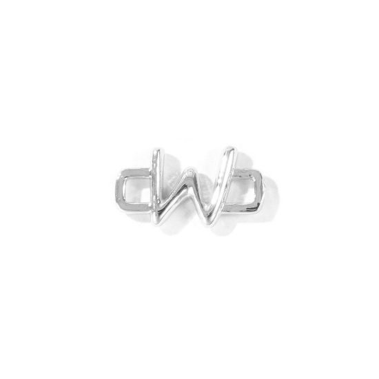 2 個 真鍮 キャピタルレター コネクター ペンダント チャーム 卸売り プラチナメッキ 長方形 文字「 W」 19mm x 11mm、 の画像