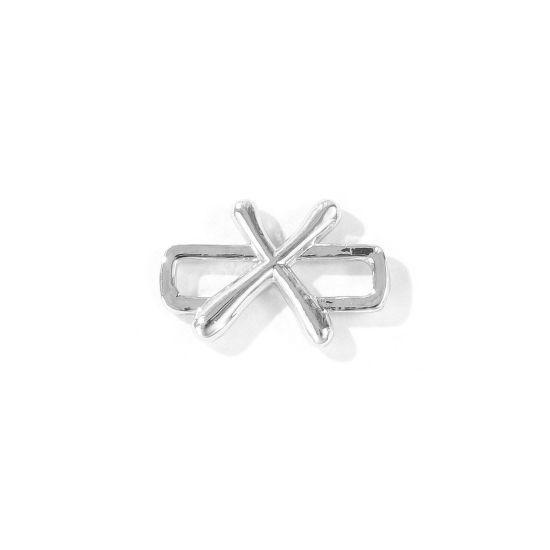 2 個 真鍮 キャピタルレター コネクター ペンダント チャーム 卸売り プラチナメッキ 長方形 文字「 X」 19mm x 13mm、 の画像