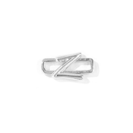 2 個 真鍮 キャピタルレター コネクター ペンダント チャーム 卸売り プラチナメッキ 長方形 文字「 Z」 19mm x 11mm、 の画像