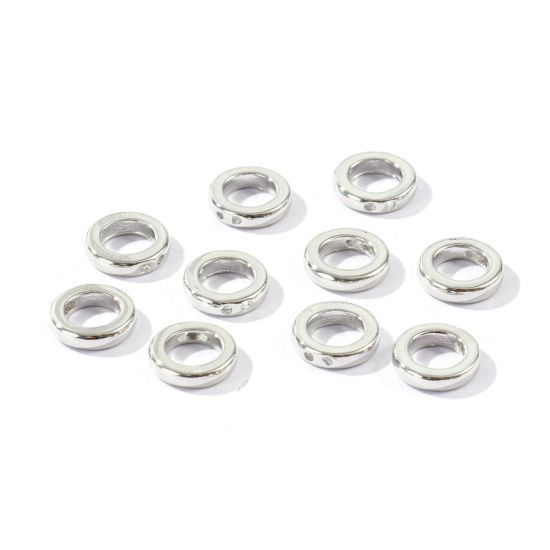 Bild von 10 Stück Umweltfreundlich Messing Schnur Endkappen Großhandel für Halskette oder Armband Rund Echt Platin plattiert 9mm D.