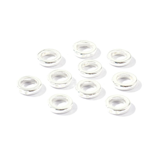 Bild von 10 Stück Umweltfreundlich Messing Schnur Endkappen Großhandel für Halskette oder Armband Rund 925 Sterling Silber Plattiert 9mm D.