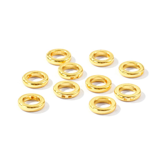Bild von 10 Stück Umweltfreundlich Messing Schnur Endkappen Großhandel für Halskette oder Armband Rund 18K Echtgold plattiert 9mm D.