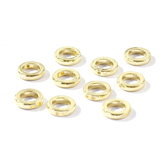 Bild von 10 Stück Umweltfreundlich Messing Schnur Endkappen Großhandel für Halskette oder Armband Rund 14K Echtgold plattiert 9mm D.