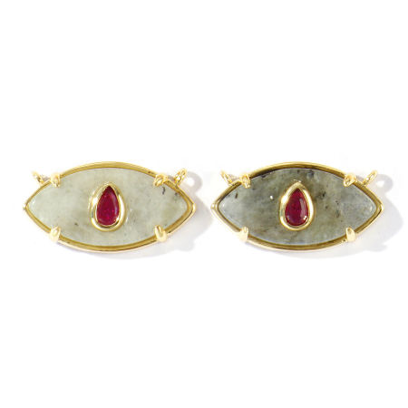 Imagen de 1 Unidad Respetuoso del Medio Ambiente Gema & Latón Conectores Dijes Colgantes Al Por Mayor 18K Oro Real Chapado Gris Oliva Fucsia Circón Artificial 22mm x 12mm
