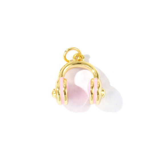 Immagine di 2 Pz Ecologico Ottone Ciondoli All'Ingrosso 18K Vero Oro Placcato Rosa Smalto Cuffia 3D 18mm x 14mm