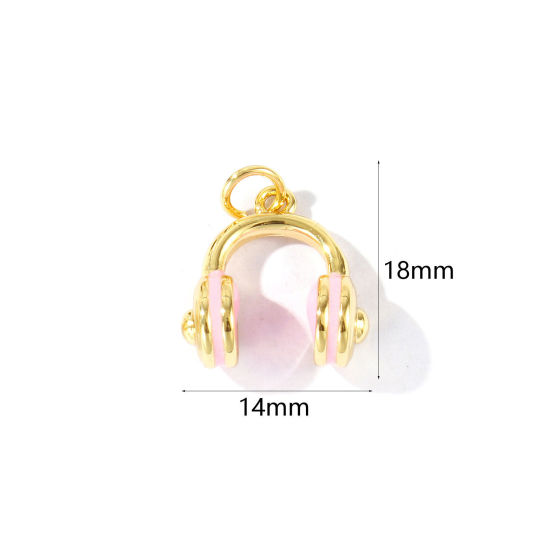 Immagine di 2 Pz Ecologico Ottone Ciondoli All'Ingrosso 18K Vero Oro Placcato Rosa Smalto Cuffia 3D 18mm x 14mm