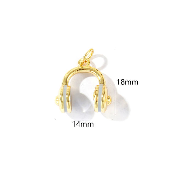 Immagine di 2 Pz Ecologico Ottone Ciondoli All'Ingrosso 18K Vero Oro Placcato Grigio Smalto Cuffia 3D 18mm x 14mm