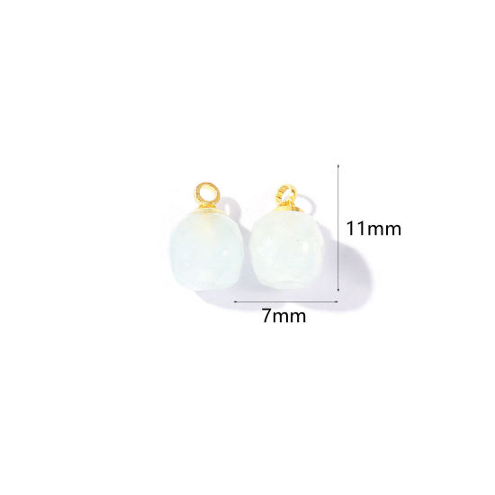 Picture of 5 PCs Gemstone & Brass Charms Wholesale 18K Gold Plated Light Blue Cube Faceted 11mm x 7mm