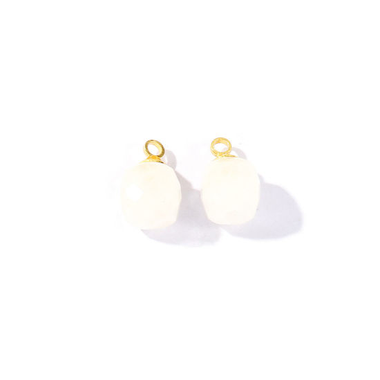 Picture of 5 PCs Gemstone & Brass Charms Wholesale 18K Gold Plated White Cube Faceted 11mm x 7mm