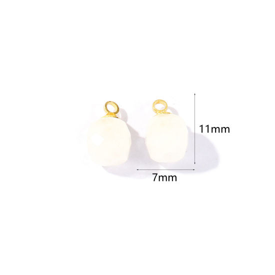 Picture of 5 PCs Gemstone & Brass Charms Wholesale 18K Gold Plated White Cube Faceted 11mm x 7mm