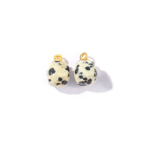 Picture of 5 PCs Gemstone & Brass Charms Wholesale 18K Gold Plated Beige Cube Faceted 11mm x 7mm