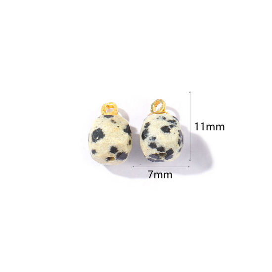 Picture of 5 PCs Gemstone & Brass Charms Wholesale 18K Gold Plated Beige Cube Faceted 11mm x 7mm