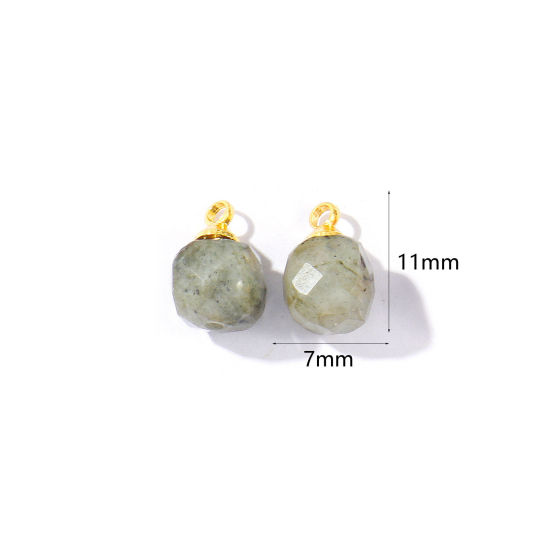 Picture of 5 PCs Gemstone & Brass Charms Wholesale 18K Gold Plated Gray Cube Faceted 11mm x 7mm
