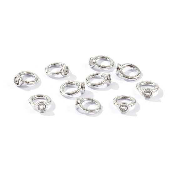 Bild von 10 Stück Messing Schnur Endkappen Großhandel für Halskette oder Armband Echt Platin plattiert Glänzend 8mm x 7mm