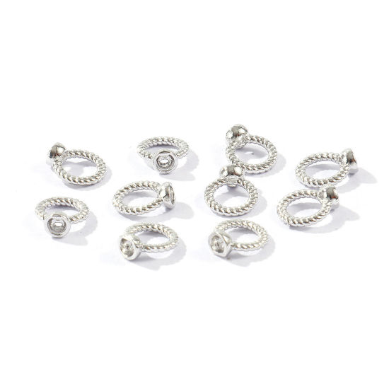 Bild von 10 Stück Messing Schnur Endkappen Großhandel für Halskette oder Armband Echt Platin plattiert Gravur 8mm x 7mm