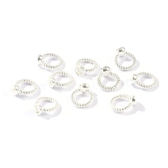 Bild von 10 Stück Messing Schnur Endkappen Großhandel für Halskette oder Armband 925 Sterling Silber Plattiert Gravur 8mm x 7mm