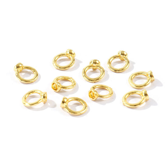 Bild von 10 Stück Messing Schnur Endkappen Großhandel für Halskette oder Armband 18K Echtgold plattiert Glänzend 8mm x 7mm