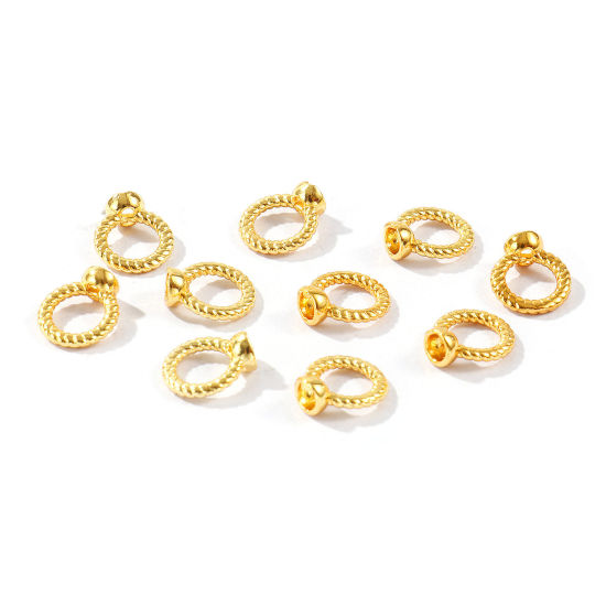 Bild von 10 Stück Messing Schnur Endkappen Großhandel für Halskette oder Armband 18K Echtgold plattiert Gravur 8mm x 7mm