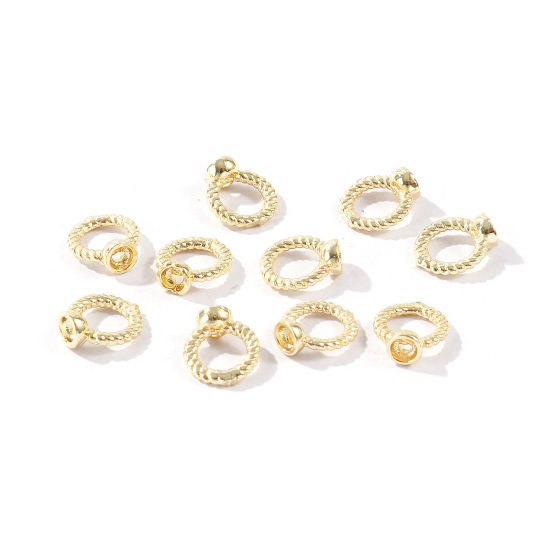 Bild von 10 Stück Messing Schnur Endkappen Großhandel für Halskette oder Armband 14K Echtgold plattiert Gravur 8mm x 7mm