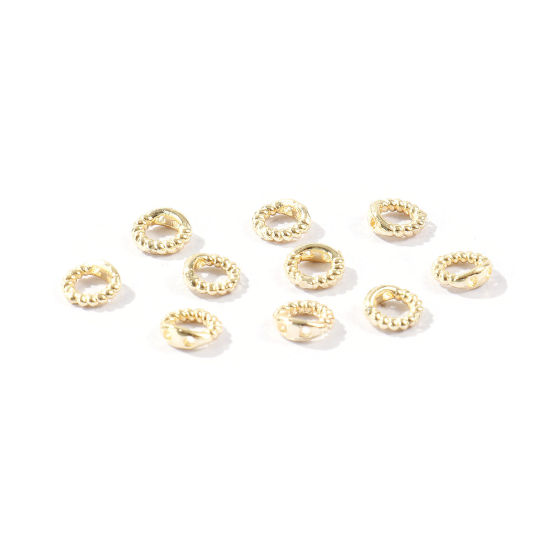 Picture of 20 PCs Brass End Caps For Necklace Bracelet Jewelry Making Wholesale 14K Real Gold Plated Engraving 5mm Dia