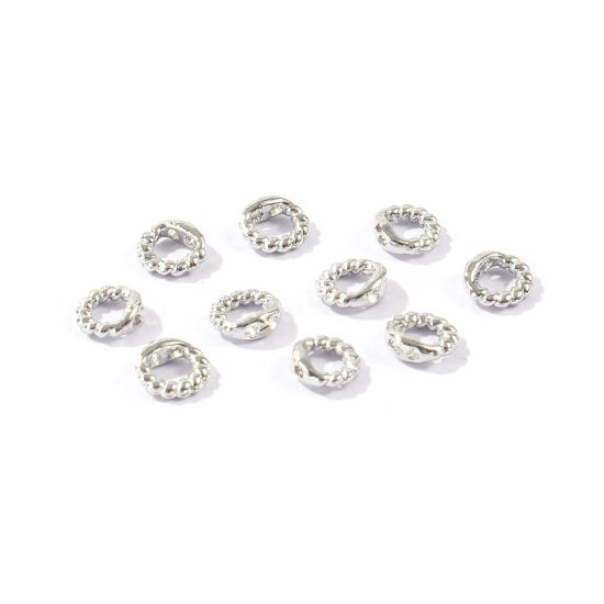 Picture of 20 PCs Brass End Caps For Necklace Bracelet Jewelry Making Wholesale Real Platinum Plated Engraving 5mm Dia