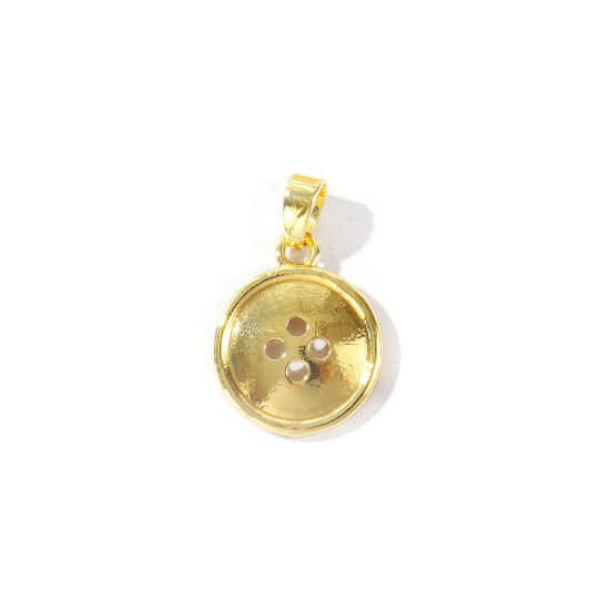 Immagine di 2 Pz Ecologico Ottone Ciondoli Pendenti All'Ingrosso 18K Vero Oro Placcato Bottone 20mm x 13mm