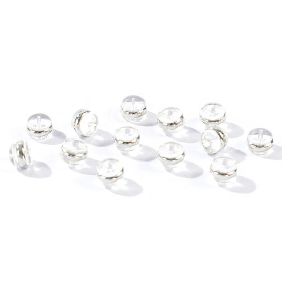 Bild von 50 Stück Messing und Silikon Ohrring Ohrstecker Großhandel Platin Plattiert 6mm x 5mm