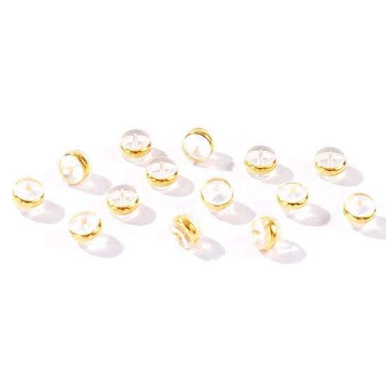 Bild von 50 Stück Messing und Silikon Ohrring Ohrstecker Großhandel 18K Vergoldet 6mm x 5mm