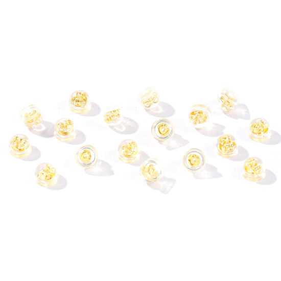 Bild von 50 Stück Messing und Silikon Ohrring Ohrstecker Großhandel 18K Vergoldet 5mm x 4mm