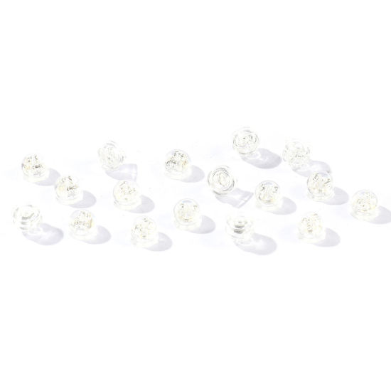 Bild von 50 Stück Messing und Silikon Ohrring Ohrstecker Großhandel Versilbert 5mm x 4mm