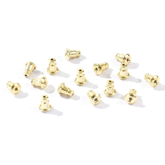 Bild von 50 Stück Messing Ohrring Ohrstecker Großhandel 14K Vergoldet 6mm x 4.5mm