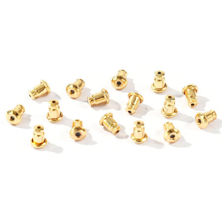 Image de 50 Pcs Embout de Boucles d'Oreilles En Gros en Laiton Plaqué Or Véritable 18K 6mm x 4.5mm