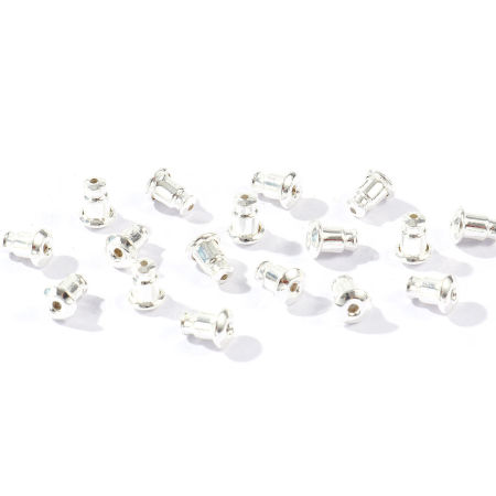 Image de 50 Pcs Embout de Boucles d'Oreilles En Gros en Laiton Plaqué Argent Sterling 925 6mm x 4.5mm
