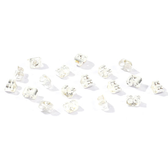 Bild von 50 Stück Messing Ohrring Ohrstecker Großhandel Versilbert 5mm x 4mm