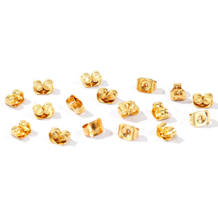 Image de 50 Pcs Embout de Boucles d'Oreilles En Gros en Laiton Plaqué Or Véritable 18K 5mm x 4mm