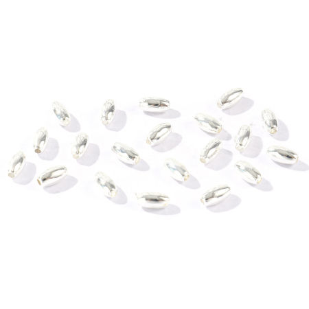 Imagen de 50 Unidades Latón Perlas Espaciadoras para Hacer Pulseras DIY Hallazgos para Hacer Joyas Al Por Mayor Chapado en Plata de Ley 925 Grano de Arroz 6mm x 3mm, Agujero: Aprox 1mm