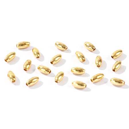 Imagen de 50 Unidades Latón Perlas Espaciadoras para Hacer Pulseras DIY Hallazgos para Hacer Joyas Al Por Mayor 18K Oro Real Chapado Grano de Arroz 6mm x 3mm
