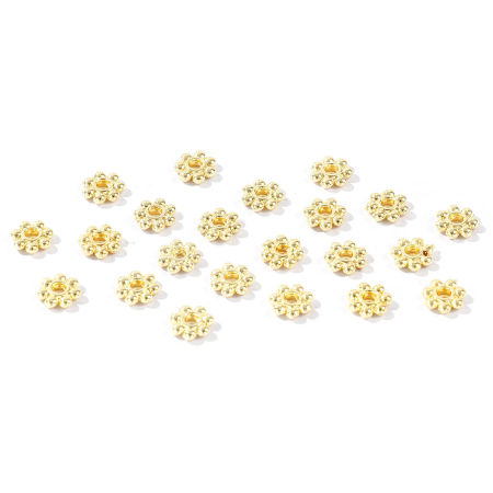 Imagen de 50 Unidades Latón Perlas Espaciadoras para Hacer Pulseras DIY Hallazgos para Hacer Joyas Al Por Mayor 14K Oro Real Chapado Flor 6mm Diámetro