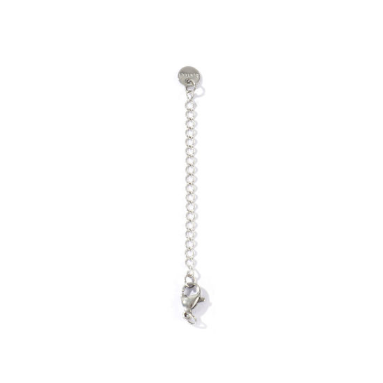 Imagen de 10 Unidades Respetuoso del Medio Ambiente 304 Acero Inoxidable Excensor de Cadena Al Por Mayor Para Pulsera Collar Joyería Tono de Plata Con Broche de Langosta 7cm longitud, 5cm