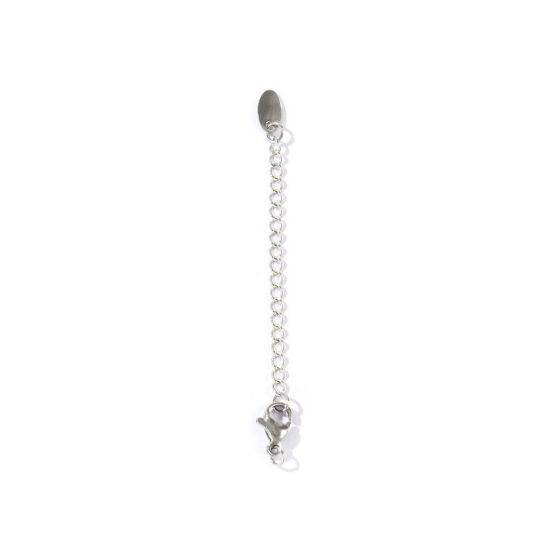 Imagen de 10 Unidades Respetuoso del Medio Ambiente 304 Acero Inoxidable Excensor de Cadena Al Por Mayor Para Pulsera Collar Joyería Tono de Plata Con Broche de Langosta 7.2cm longitud, 5cm