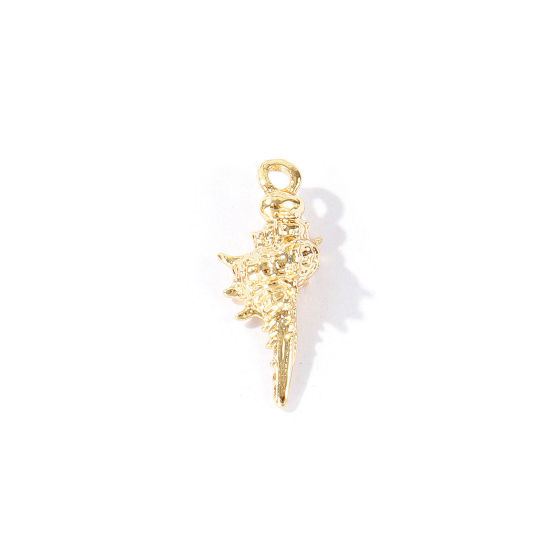 Immagine di 2 Pz Ottone Gioielli Oceanici Ciondoli All'Ingrosso Placcato Oro 18K Conchiglia 3D 17mm x 7mm