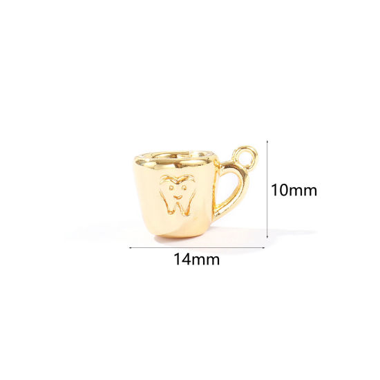 Image de 2 Pcs Breloques En Gros en Laiton Plaqué Or 18K Tasse 3D 14mm x 10mm